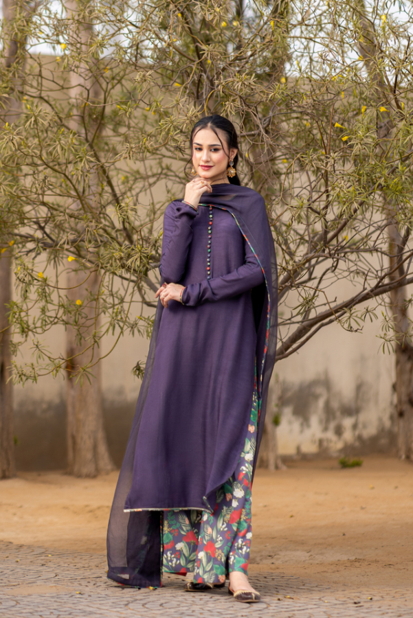 ANITA - PURPLE-ISH GREY KURTA SET