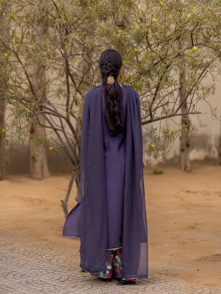ANITA - PURPLE-ISH GREY KURTA SET