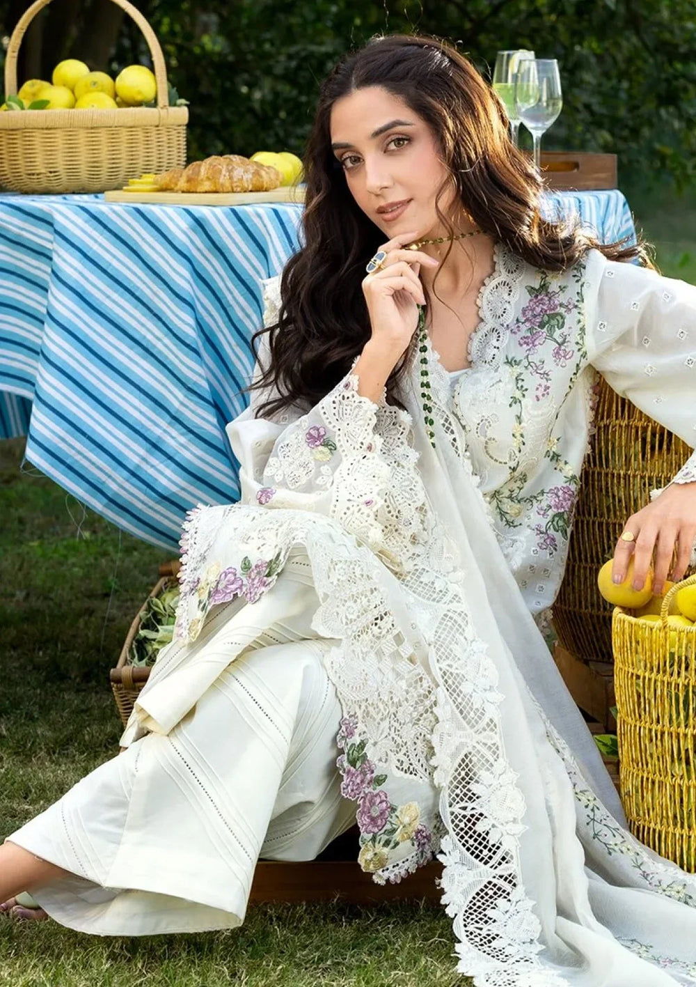 Cream Spring - Embroidered Lawn Suit | Ready To Wear