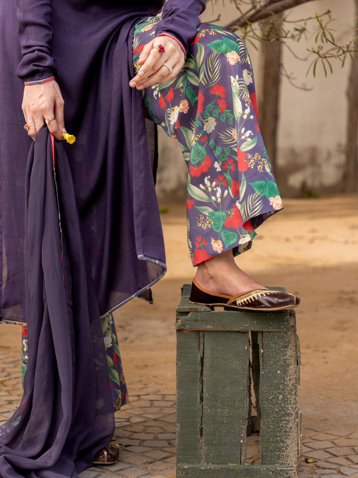 ANITA - PURPLE-ISH GREY KURTA SET