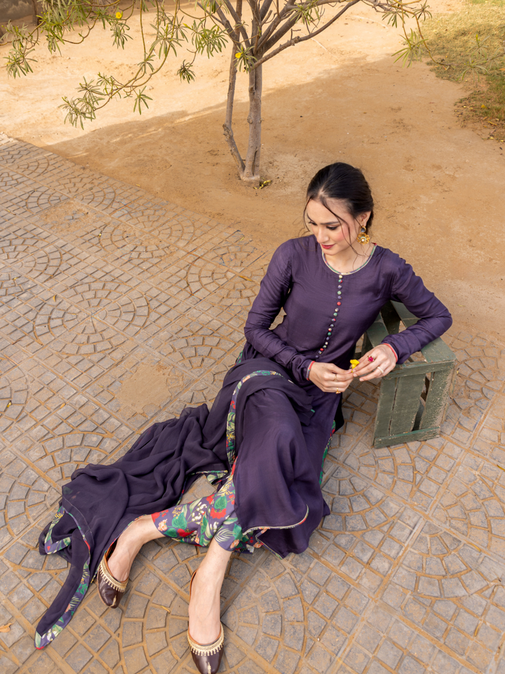 ANITA - PURPLE-ISH GREY KURTA SET
