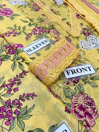 3-piece lawn suit embroidered, printed back and sleeves, and a printed chiffon dupatta Ready To Wear 