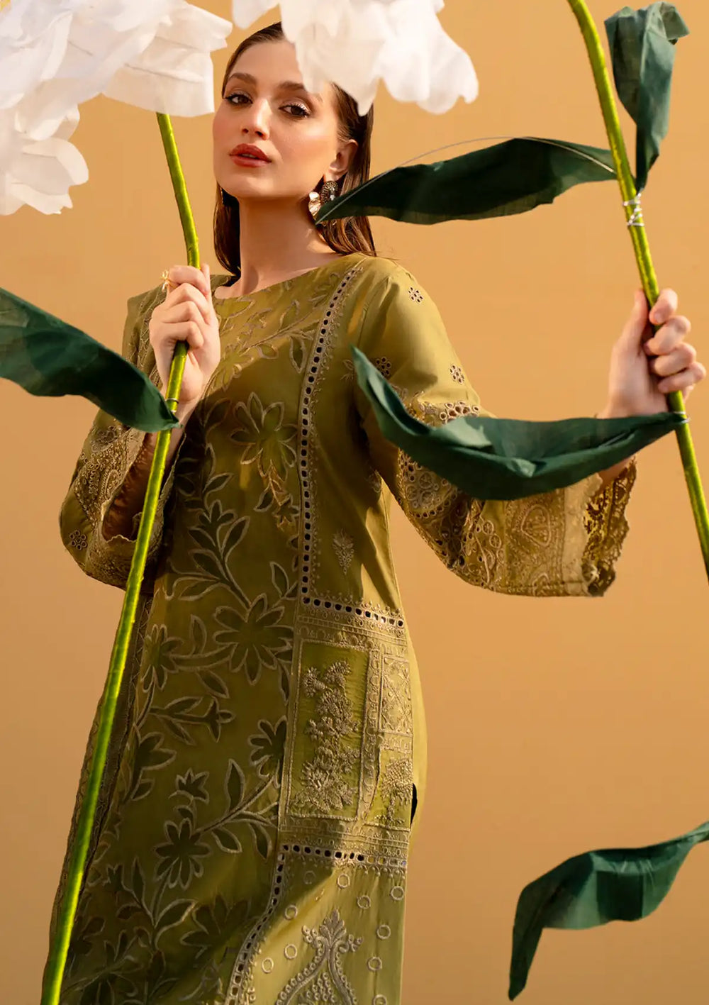 03-Piece Cotton Suit With Embroidery - Ready To Wear
