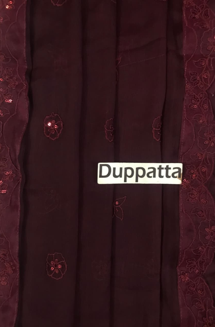 Luxurious Maroon Embroidered Velvet Ready To Wear