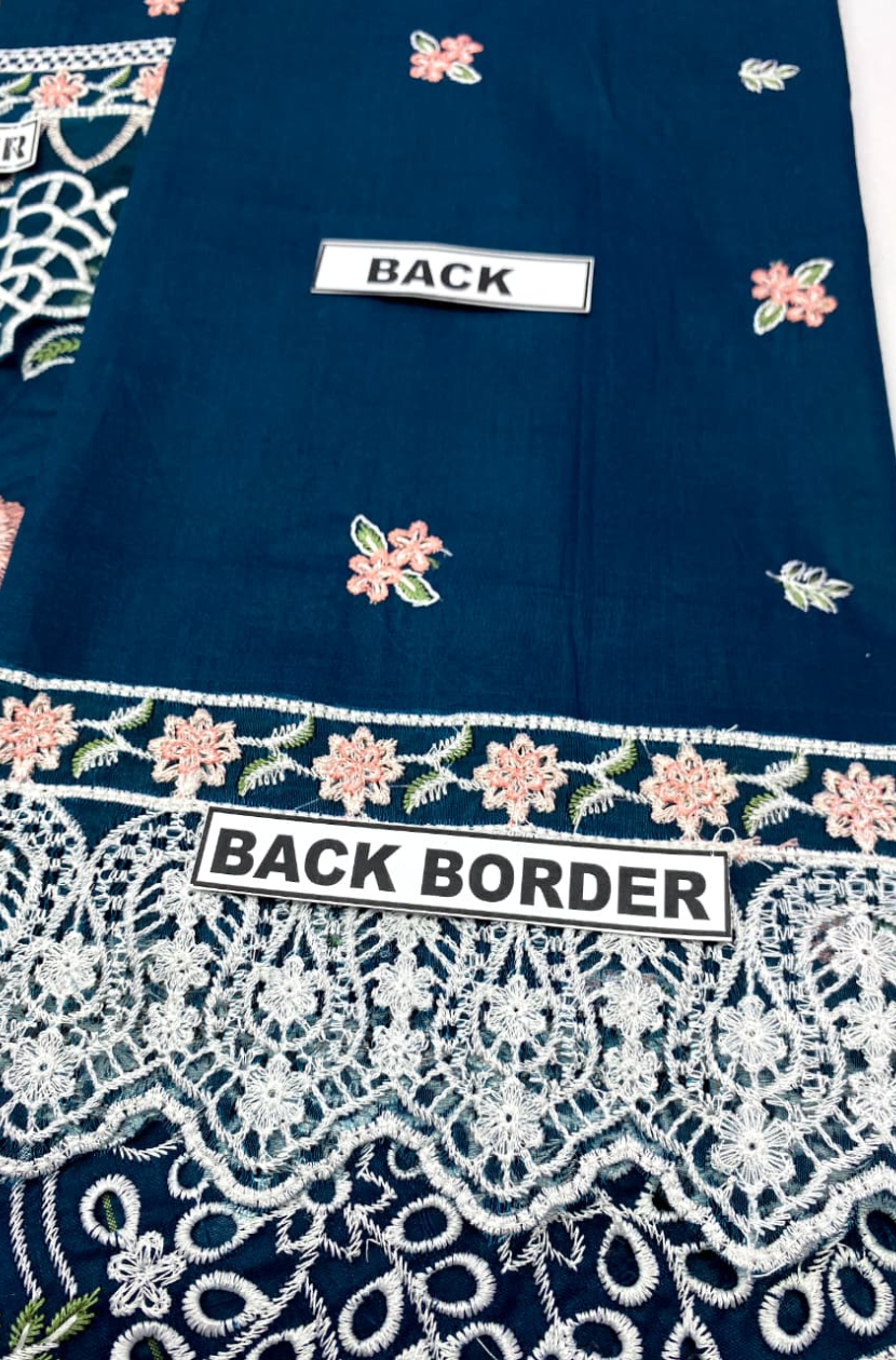 Lawn suit in Zinc blue Ready To Wear