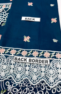 Lawn suit in Zinc blue Ready To Wear