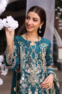 Lawn suit in Zinc blue Ready To Wear
