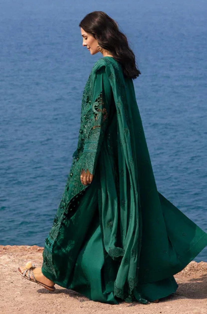 Emerald Green Embroidered 3-Piece Luxury Lawn  Ready To Wear