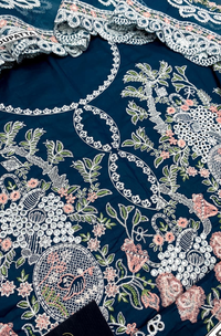 Lawn suit in Zinc blue Ready To Wear