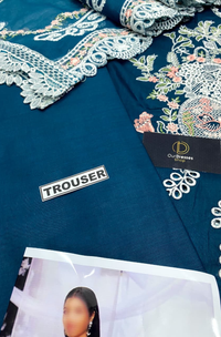 Lawn suit in Zinc blue Ready To Wear