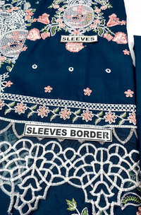 Lawn suit in Zinc blue Ready To Wear