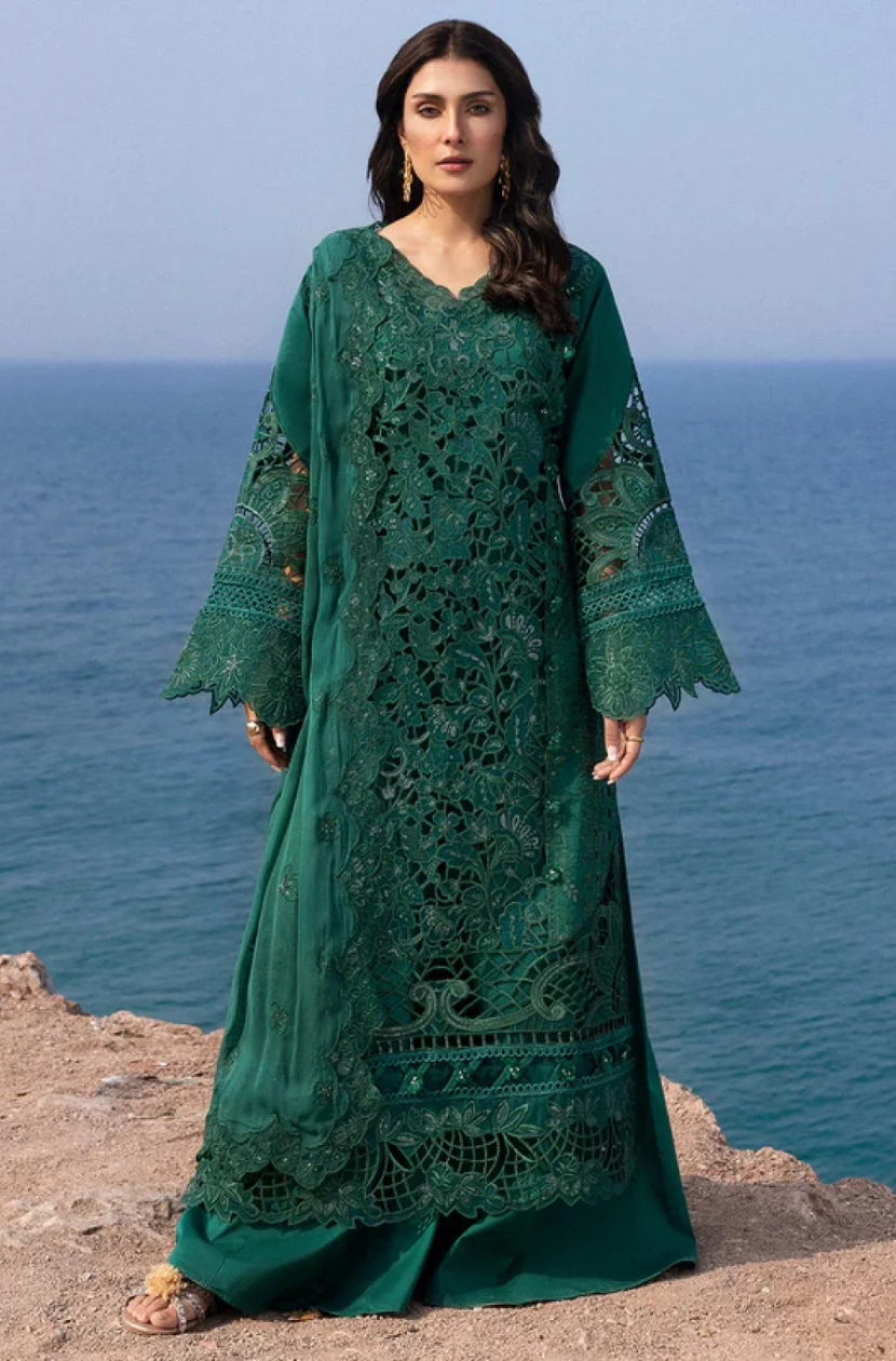 Emerald Green Embroidered 3-Piece Luxury Lawn  Ready To Wear