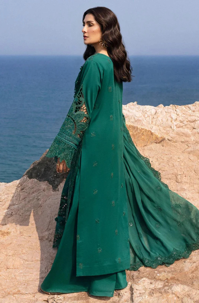 Emerald Green Embroidered 3-Piece Luxury Lawn  Ready To Wear