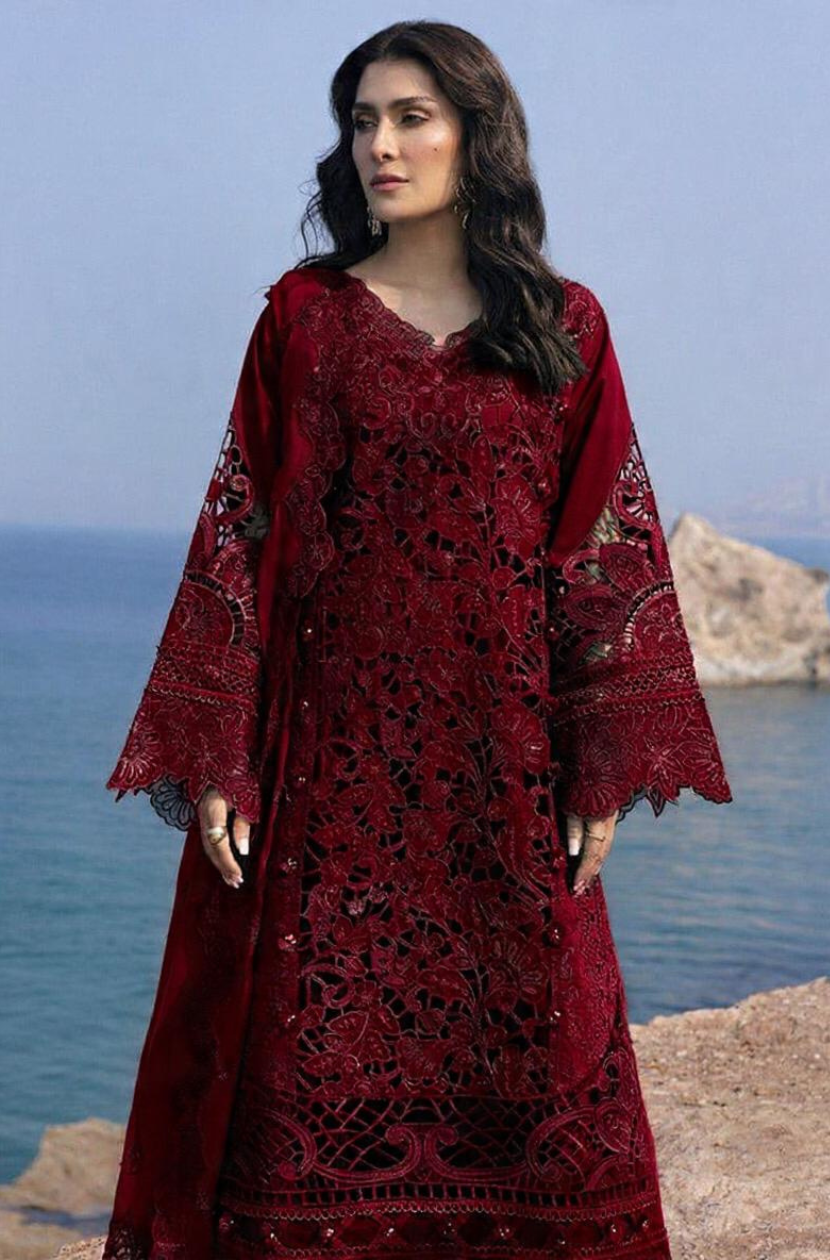 Luxurious Maroon Embroidered Velvet Ready To Wear