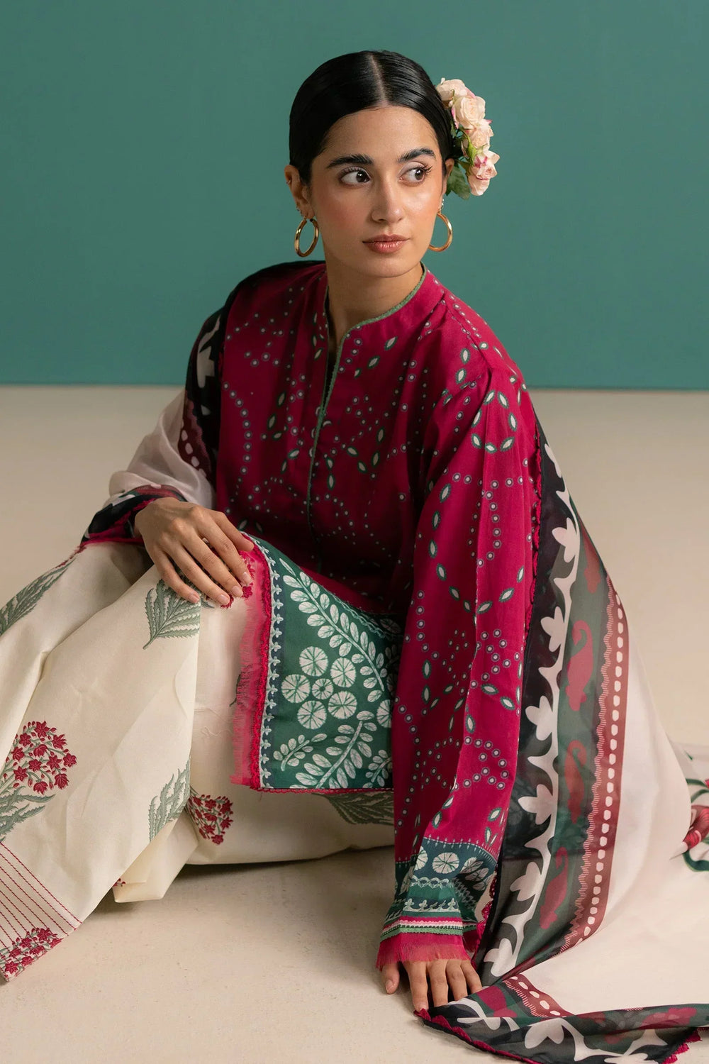 3 Piece Stitched Digital Printed Lawn Suit - Ready To Wear