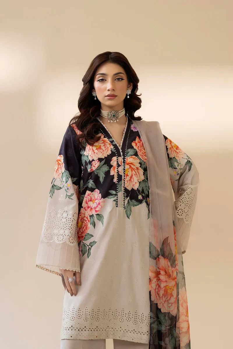 03-Piece Printed Lawn Suit With Chikankari Embroidery – Ready To Wear