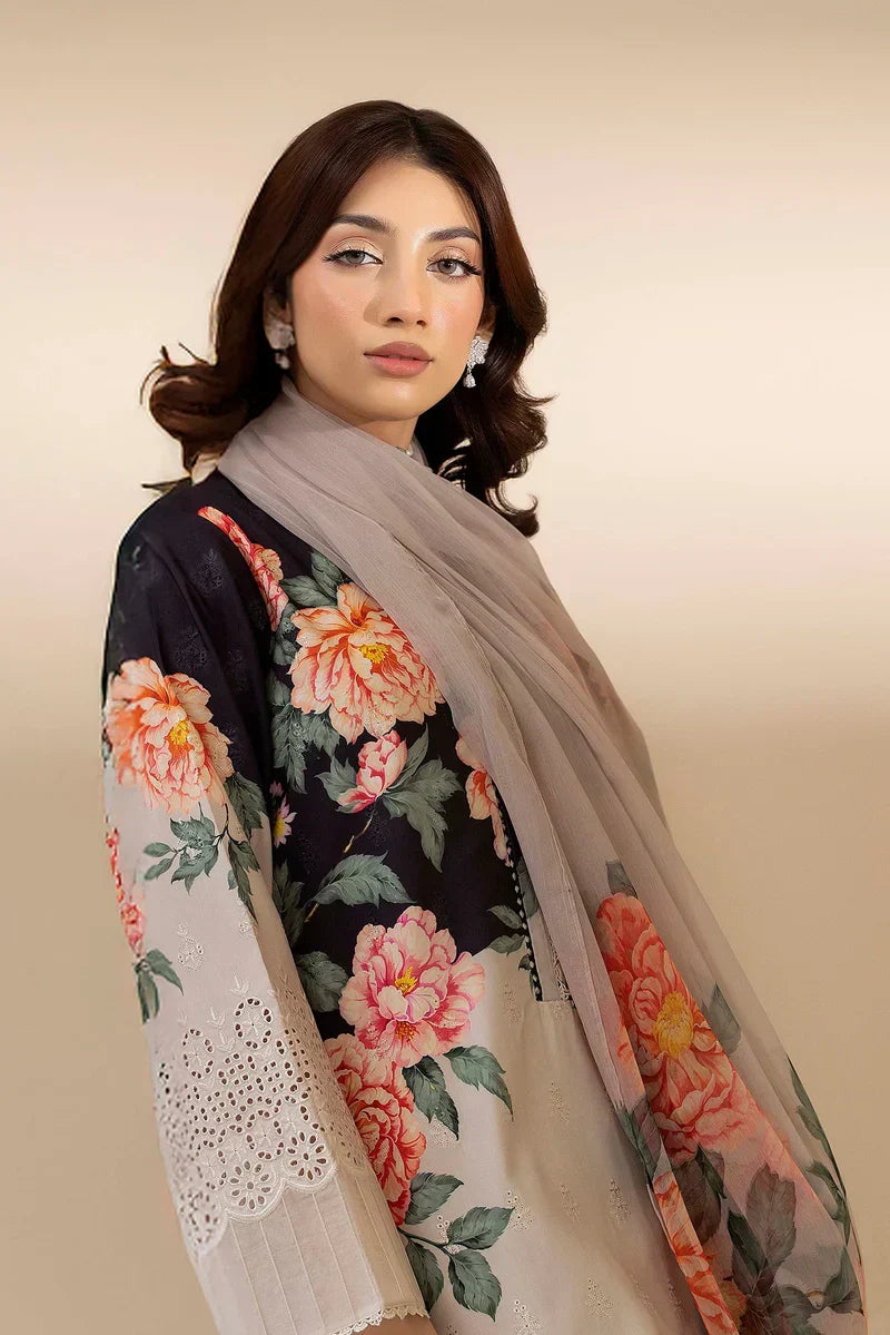 03-Piece Printed Lawn Suit With Chikankari Embroidery – Ready To Wear