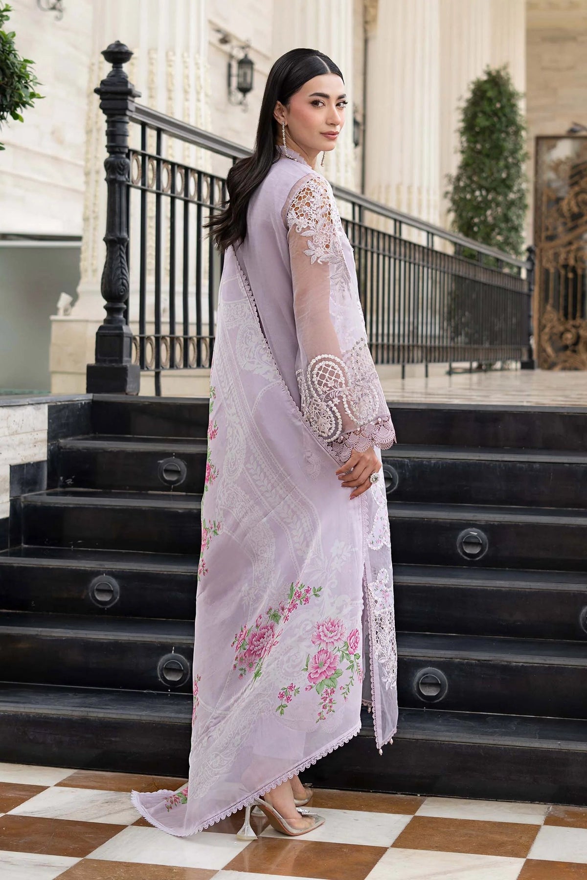 Soft Purple - Embroidered Lawn Suit With Printed Silk Dupatta | Ready To Wear