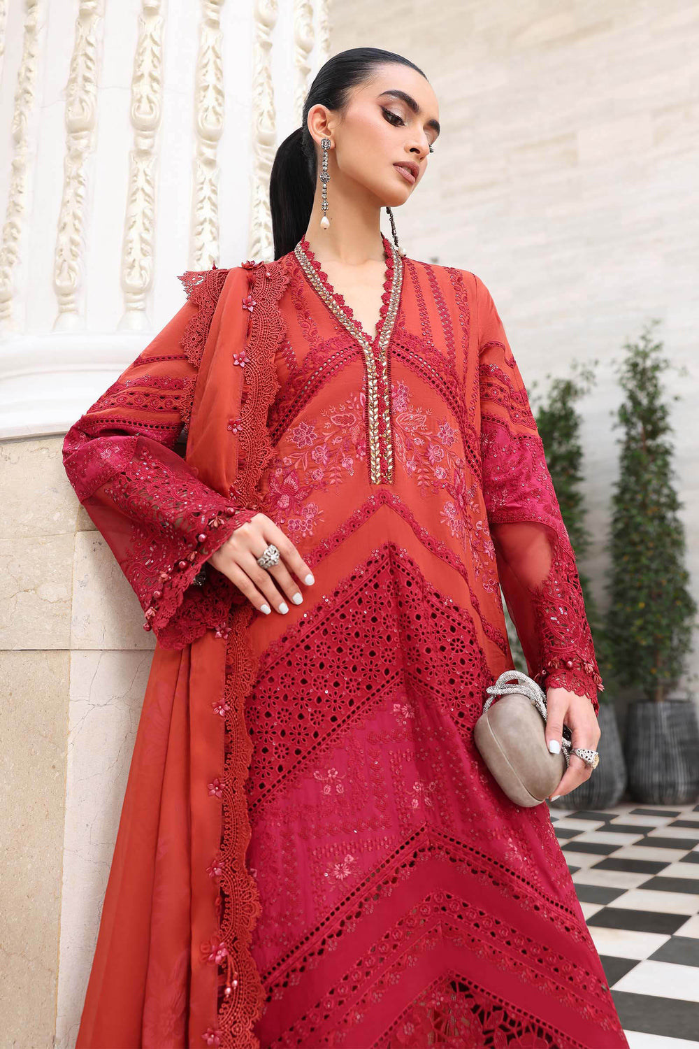 03-Piece Embroidered Lawn Suit With Silk Dupatta | Ready To Wear