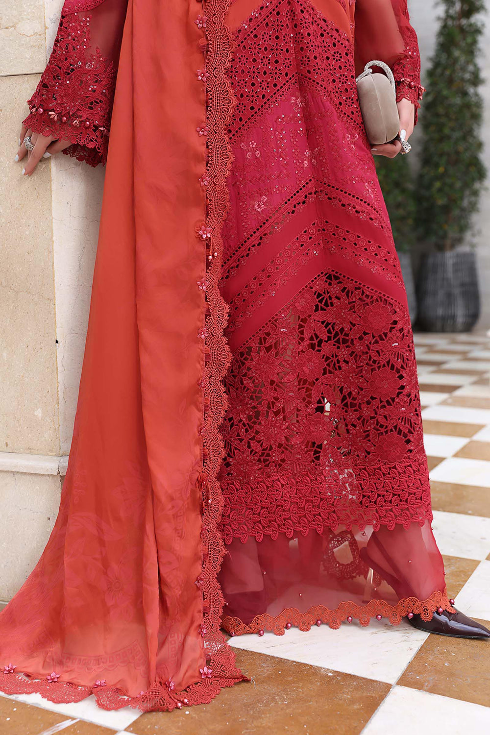 03-Piece Embroidered Lawn Suit With Silk Dupatta | Ready To Wear