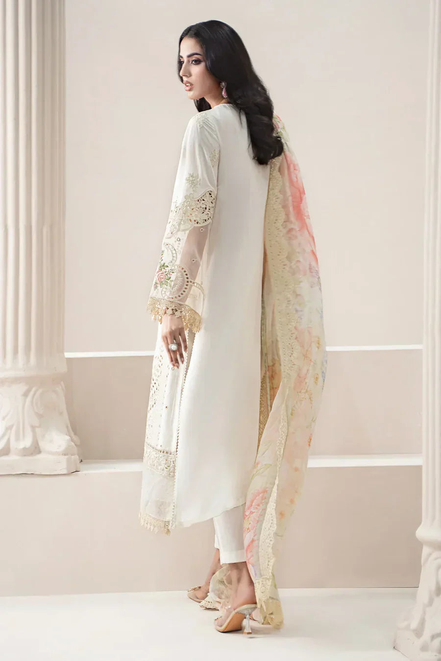 Pearl & Peach Bloom - Chikankari Suit | Ready To Wear