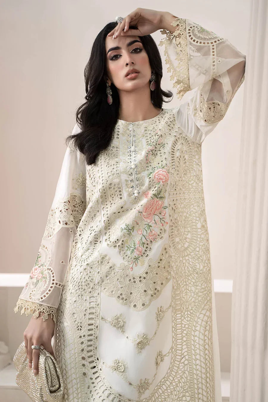 Pearl & Peach Bloom - Chikankari Suit | Ready To Wear