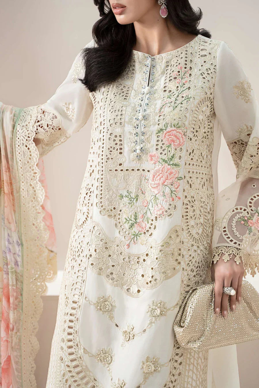 Pearl & Peach Bloom - Chikankari Suit | Ready To Wear
