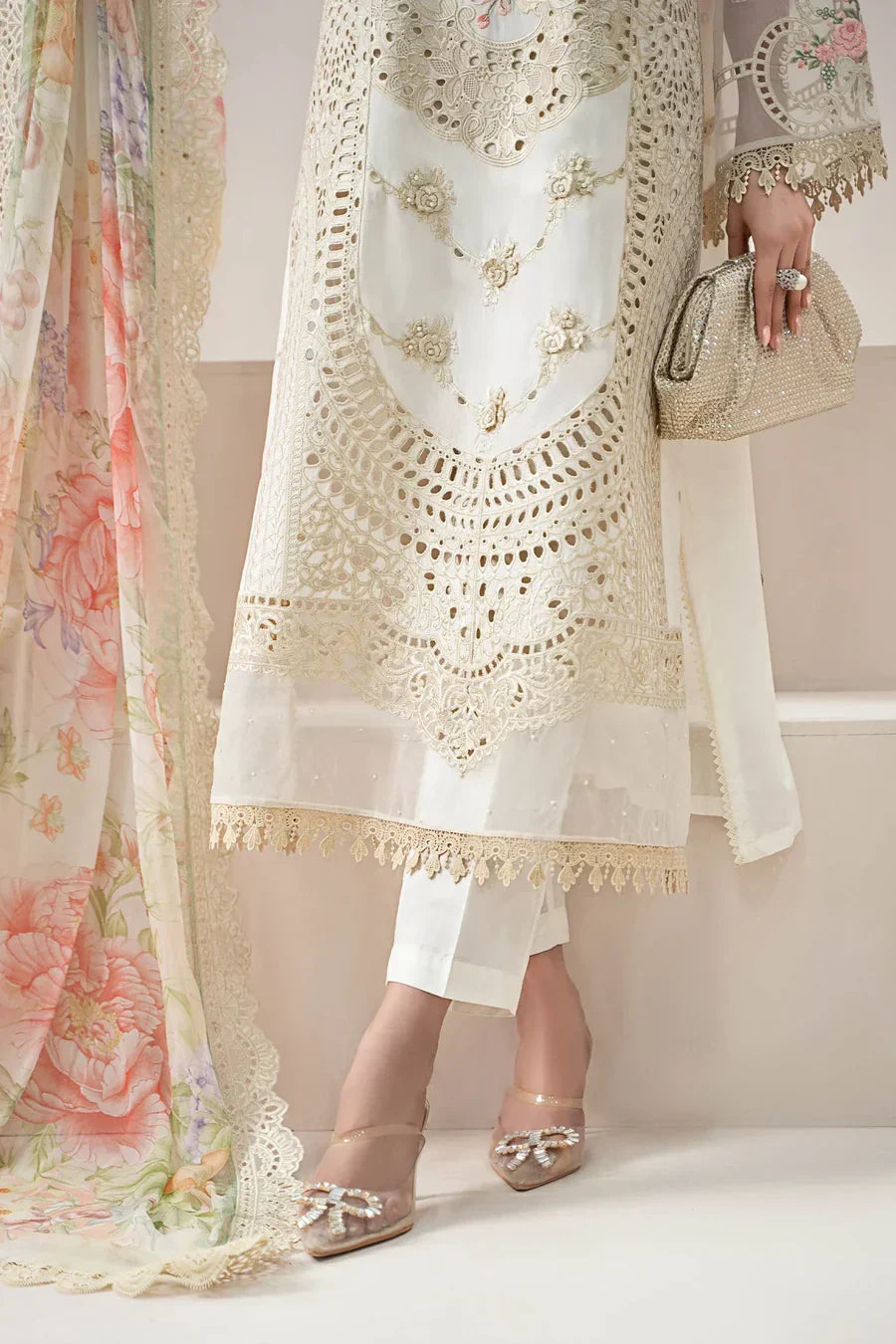 Pearl & Peach Bloom - Chikankari Suit | Ready To Wear