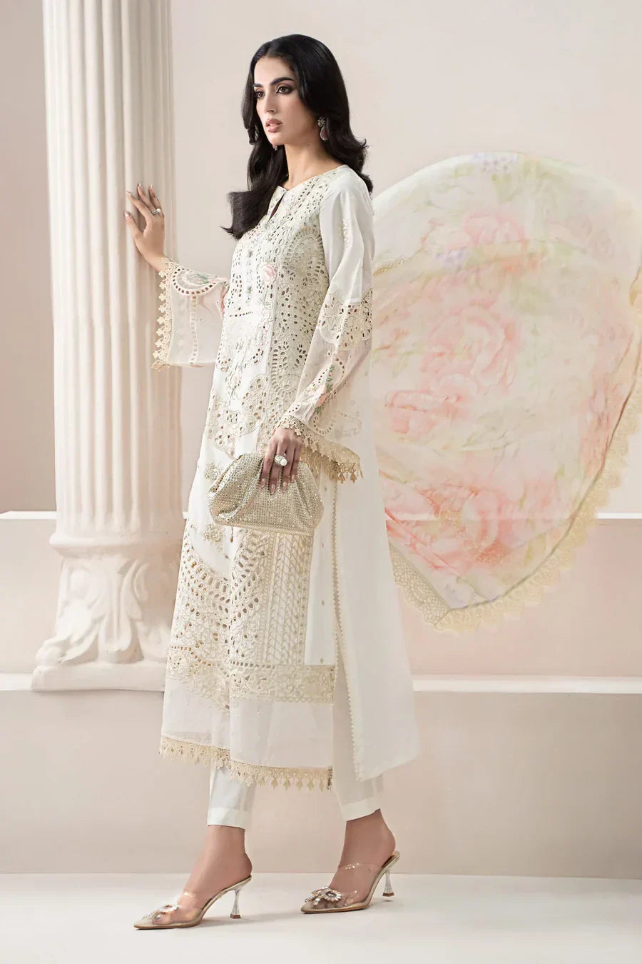 Pearl & Peach Bloom - Chikankari Suit | Ready To Wear