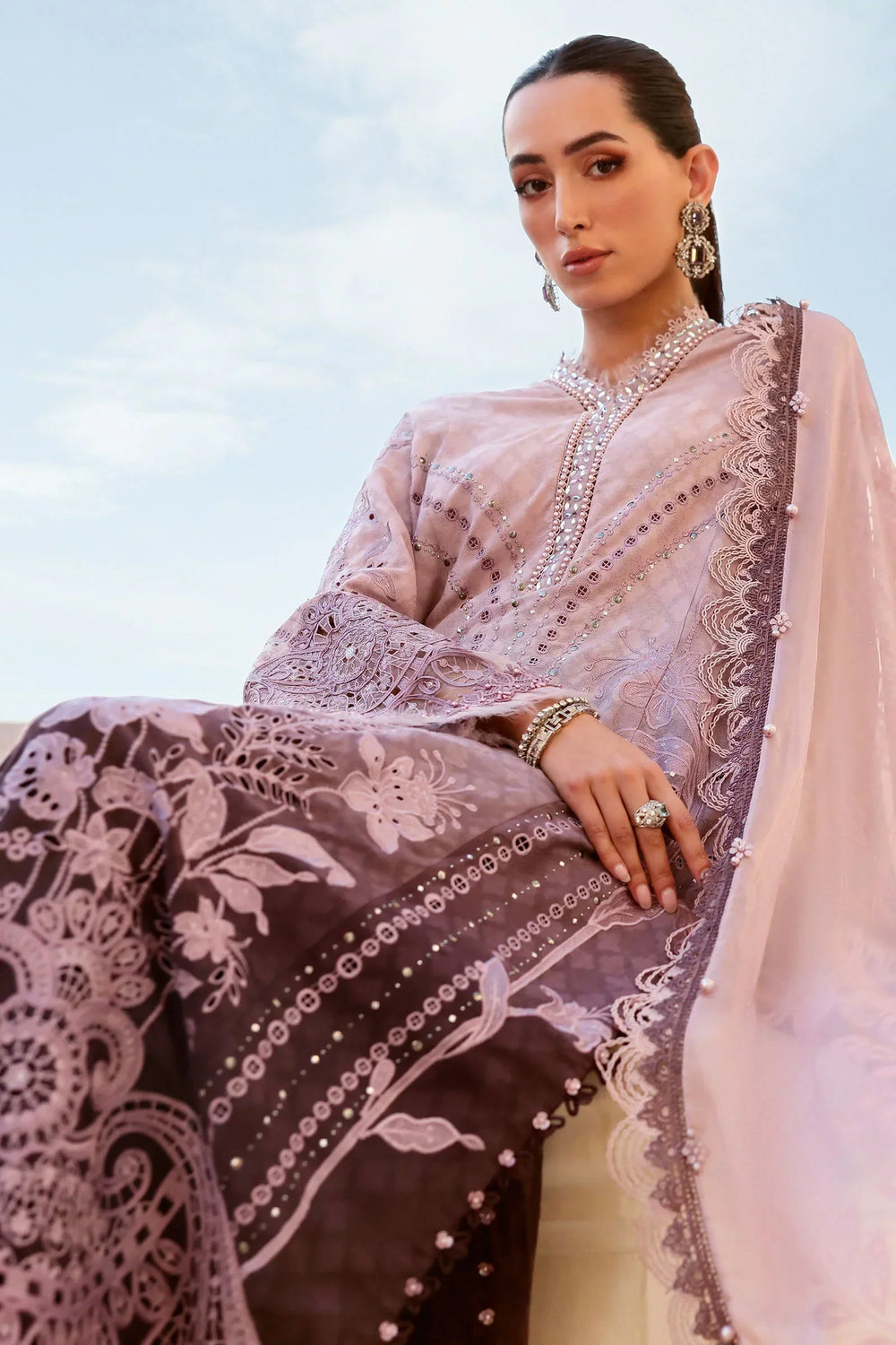 03-Piece Embroidered Printed Chiffon Suit | Ready To Wear