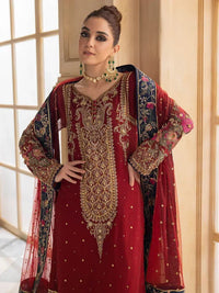 Maroon & Navy Royale - Embroidered Chiffon Suit | Ready To Wear