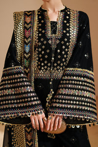 03-Piece Embroidered Velvet Formal Suit Ready To Wear