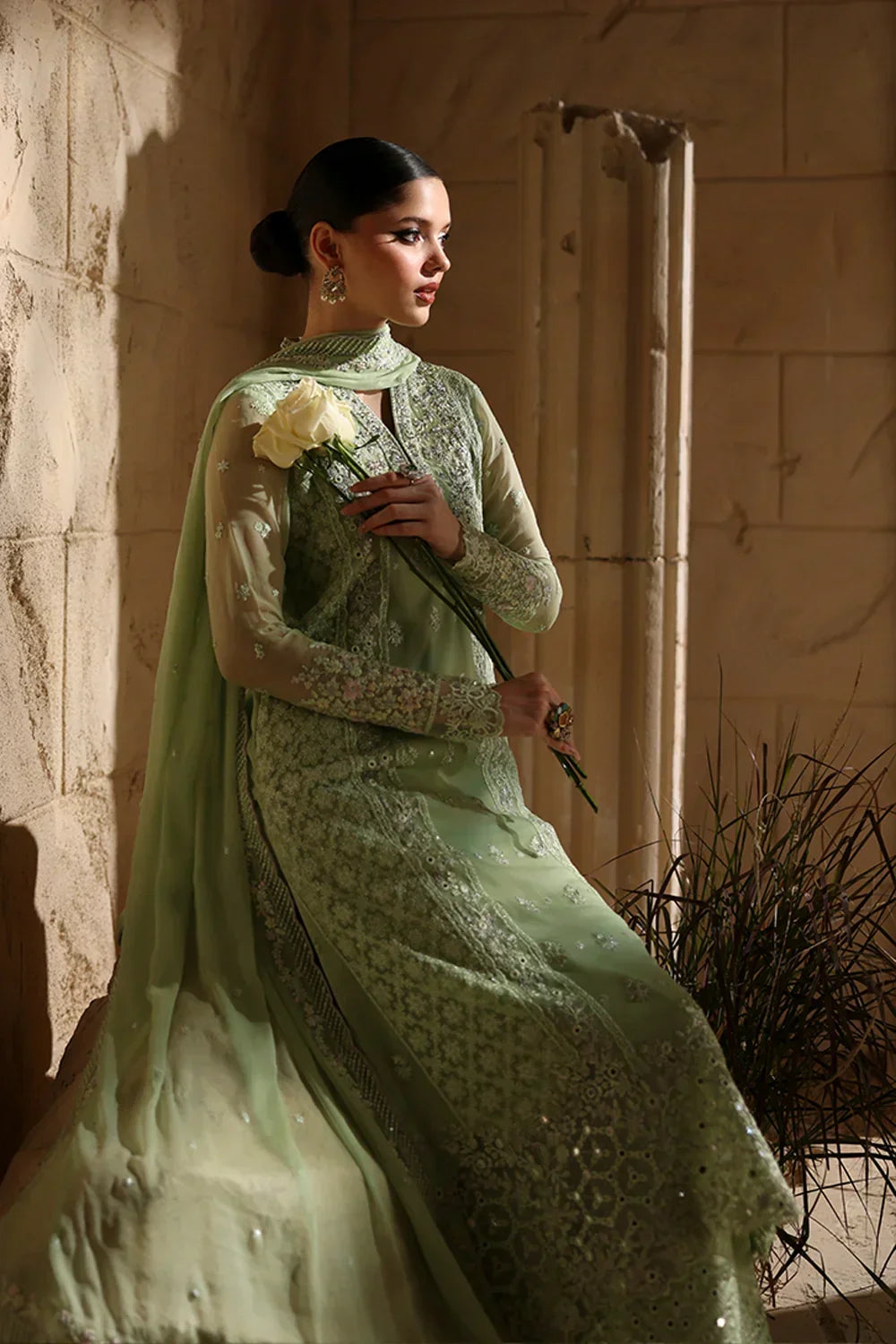 03-Piece Chiffon Suit With Embroidery - Ready To Wear