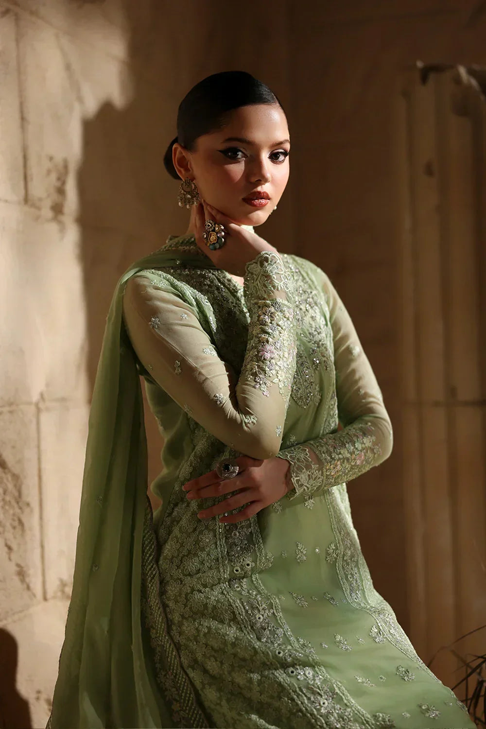 03-Piece Chiffon Suit With Embroidery - Ready To Wear