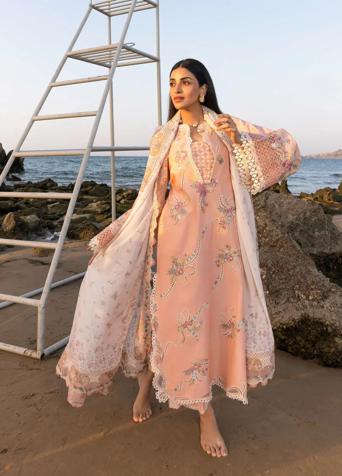 03-Piece Lawn Suit With Embroidery - Ready To Wear