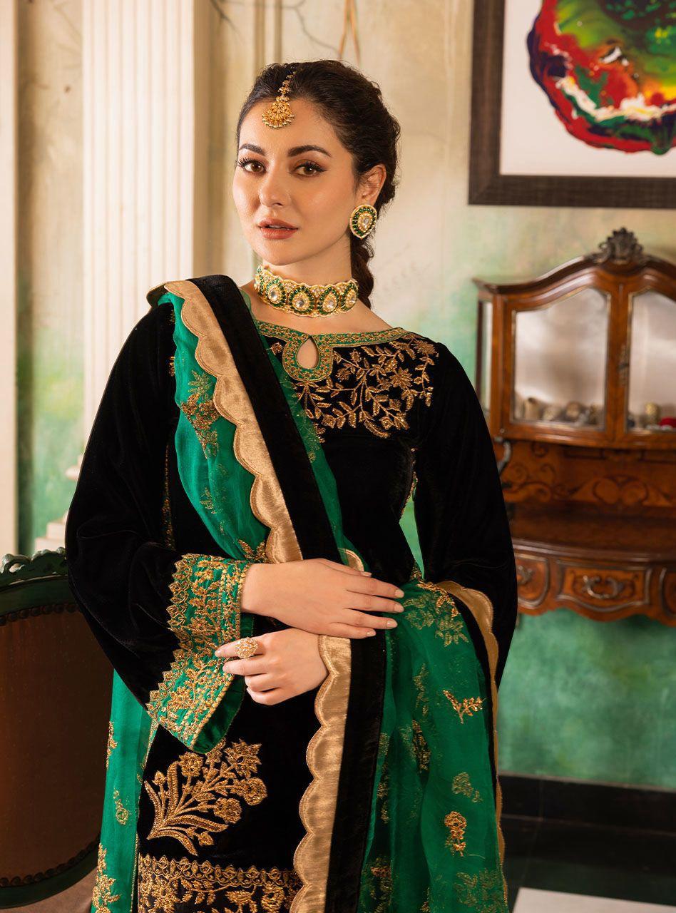 3 Piece Stitched Velvet Suit - Ready To Wear