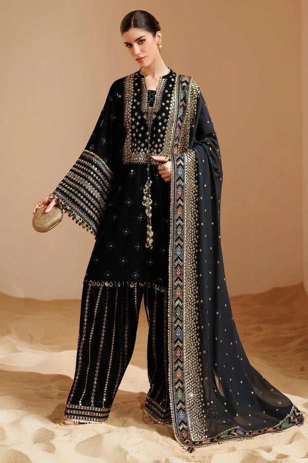 3 Piece Stitched Velvet Suit - Ready To Wear