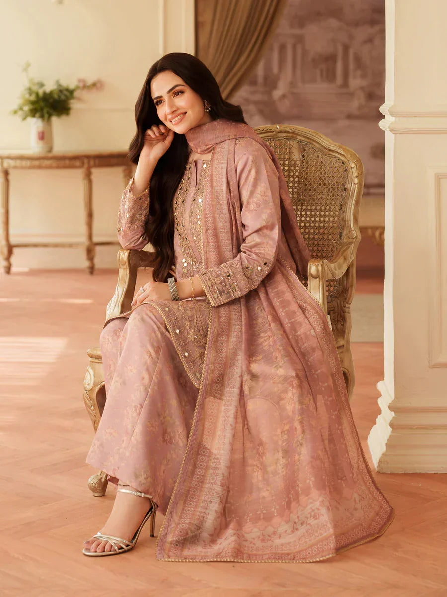 03-Piece Lawn Suit With Embroidery - Ready To Wear