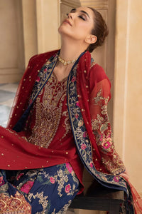 Maroon & Navy Royale - Embroidered Chiffon Suit | Ready To Wear
