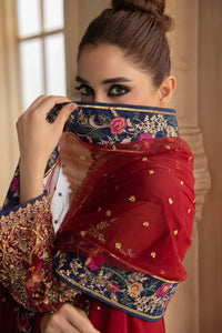 Maroon & Navy Royale - Embroidered Chiffon Suit | Ready To Wear