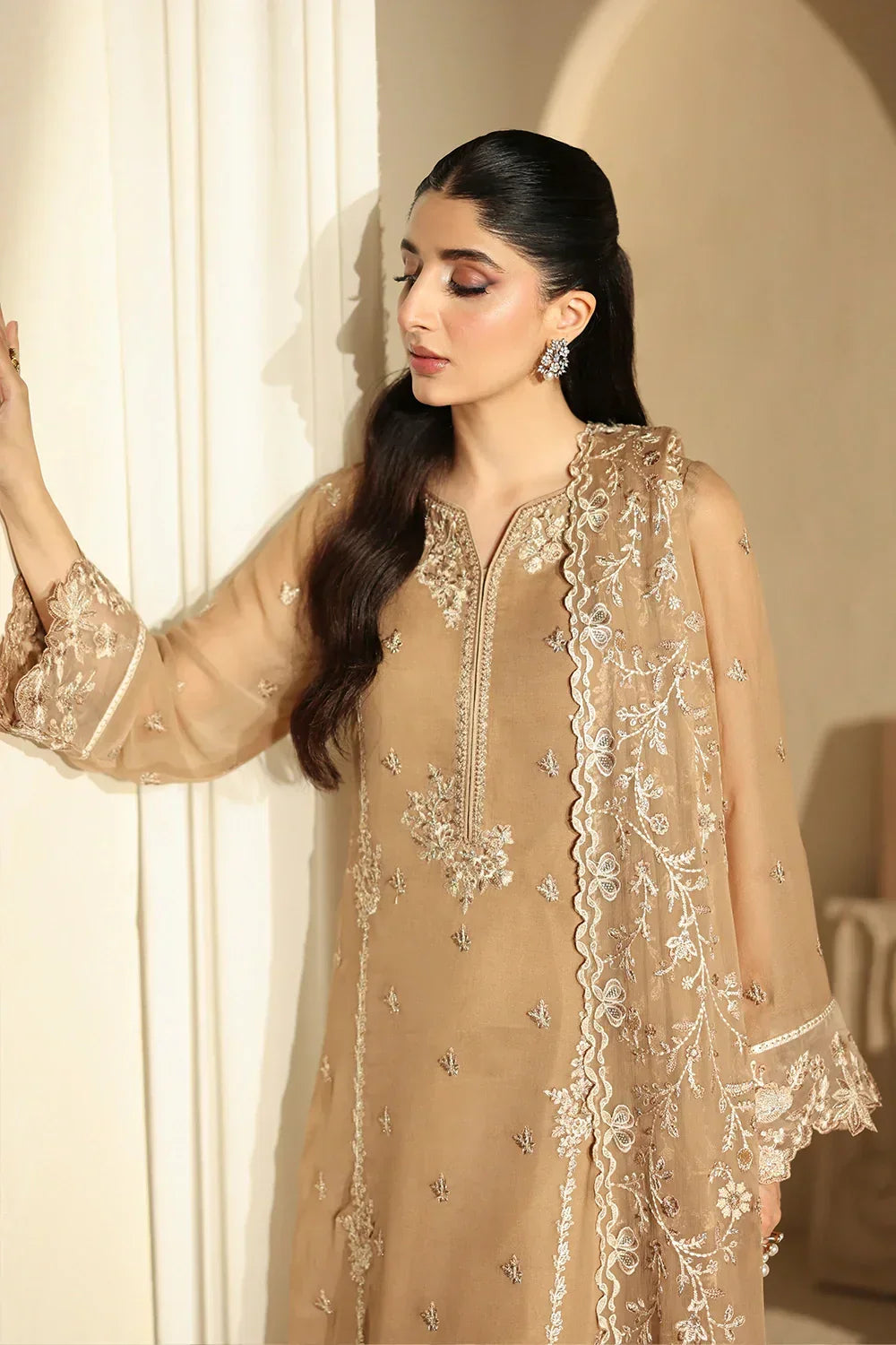 03-Piece Pure Chiffon Suit With Embroidery - Ready to Wear