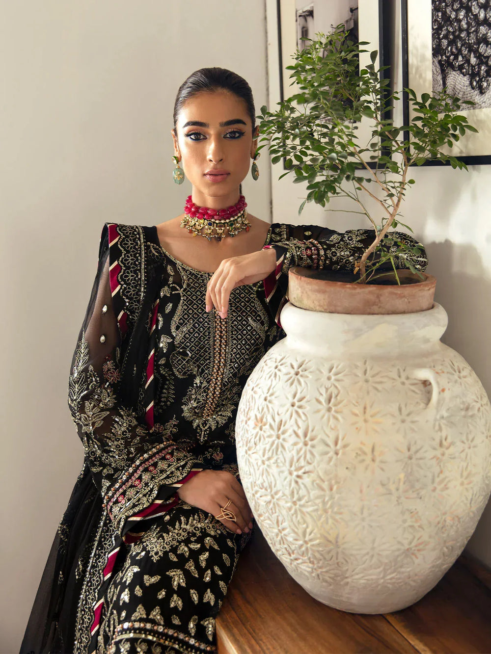 Midnight Gold - Embroidered Chiffon Suit | Ready To Wear