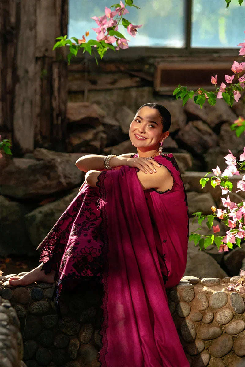 Shocking Pink - Embroidered Lawn Suit With Net Dupatta | Ready To Wear