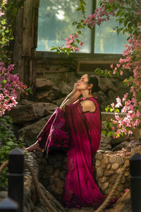 Shocking Pink - Embroidered Lawn Suit With Net Dupatta | Ready To Wear
