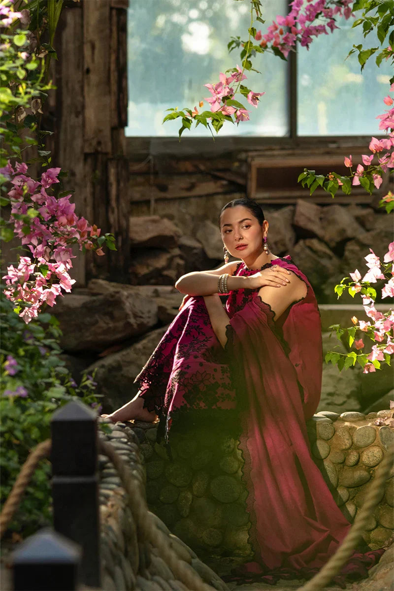 Shocking Pink - Embroidered Lawn Suit With Net Dupatta | Ready To Wear