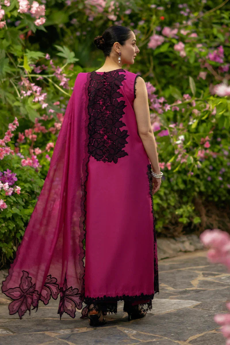 Shocking Pink - Embroidered Lawn Suit With Net Dupatta | Ready To Wear
