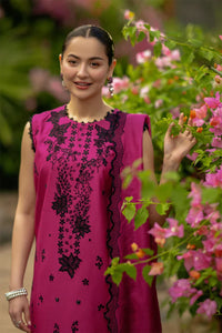Shocking Pink - Embroidered Lawn Suit With Net Dupatta | Ready To Wear