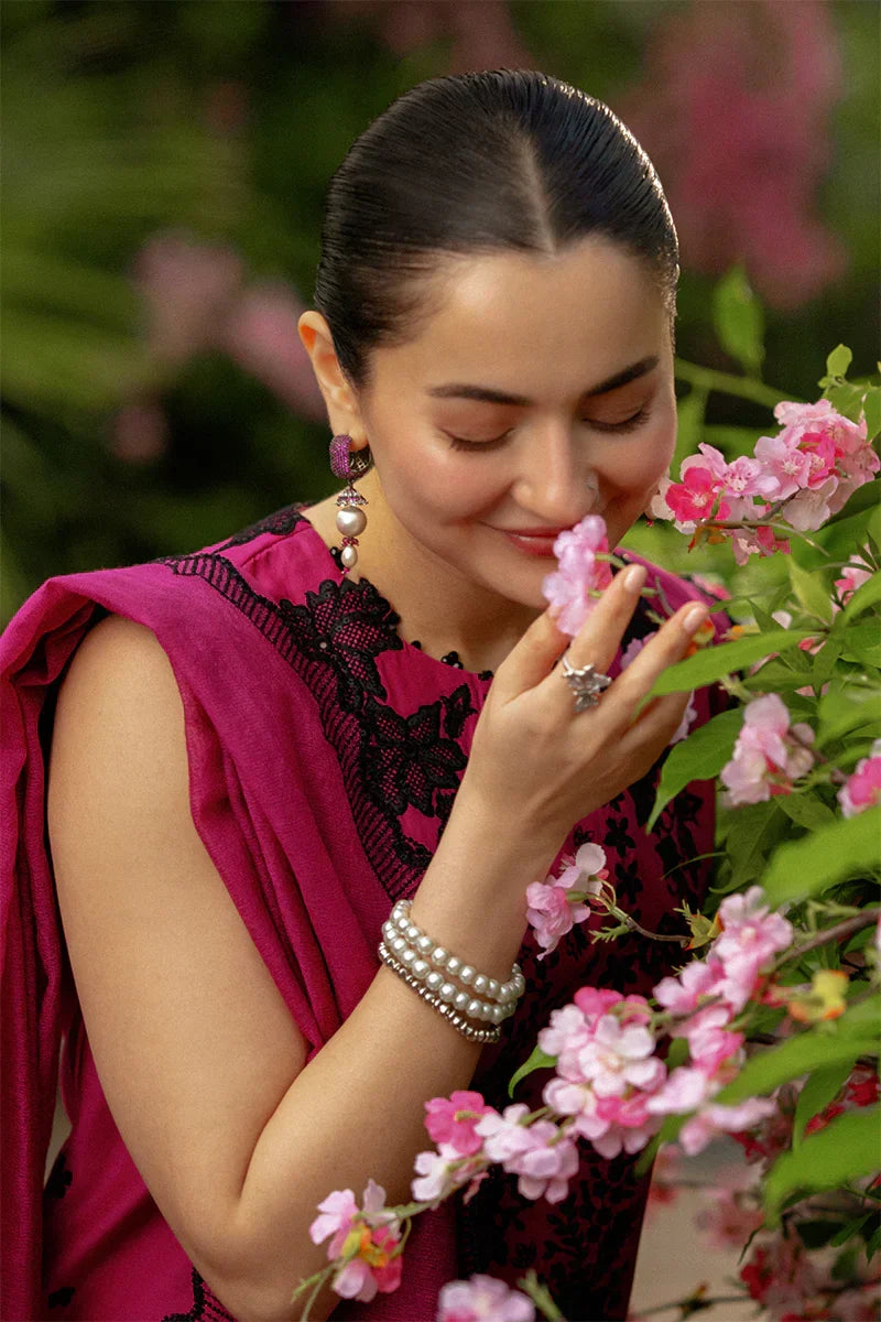 Shocking Pink - Embroidered Lawn Suit With Net Dupatta | Ready To Wear