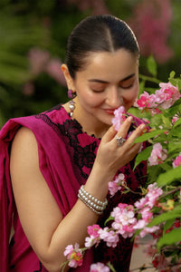 Shocking Pink - Embroidered Lawn Suit With Net Dupatta | Ready To Wear