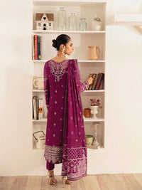 Royal Plum - 3 Piece Embroidered Suit | Ready To Wear